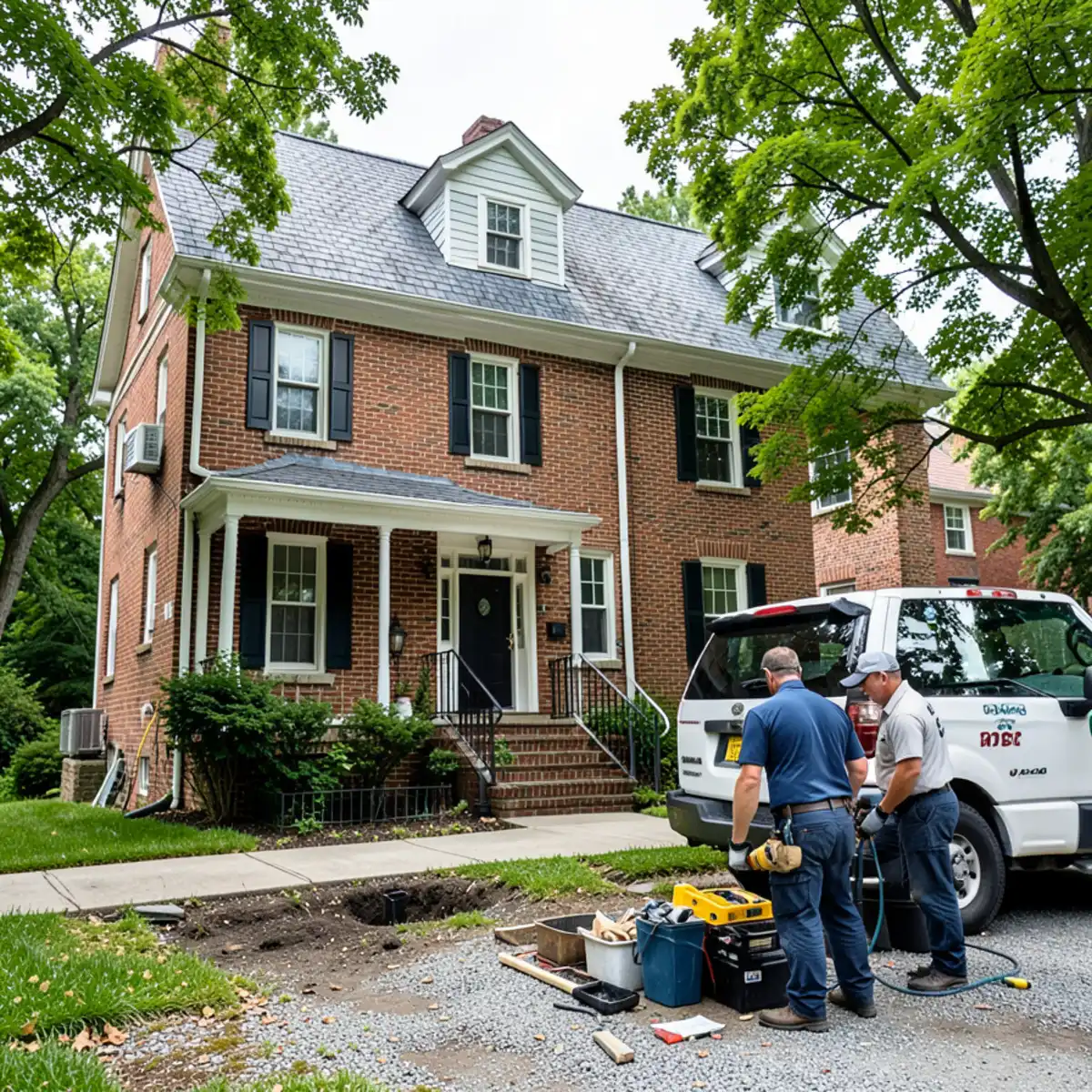 Sewer rodding and backup service in Park Ridge IL brick Georgian