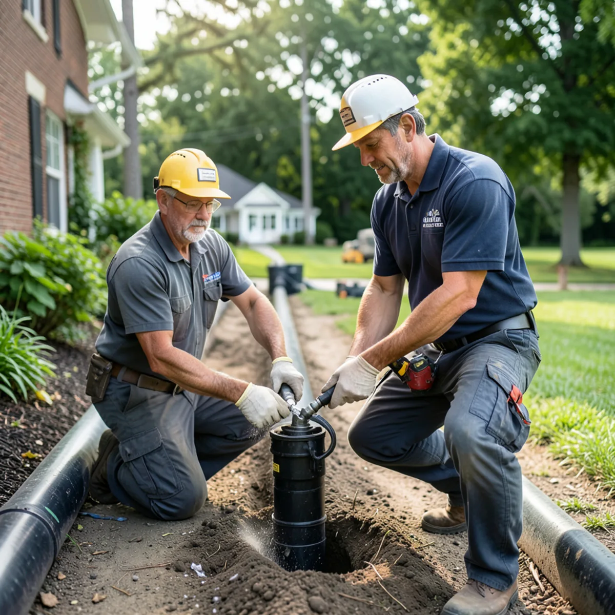 Controlled hydro jetting scouring 150-foot clay lateral on Winnetka property