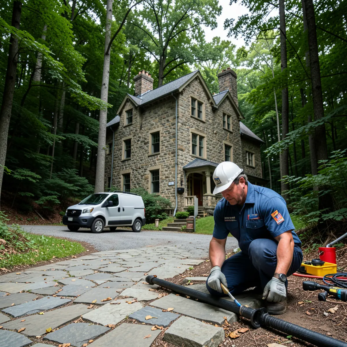 Hydro jetting and sewer rodding on historic ravine estate in Winnetka IL